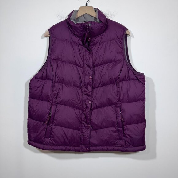 L.L. Bean Goose Down Quilted Puffer Vest Jacket Womens 1X Burgundy - Picture 1 of 6